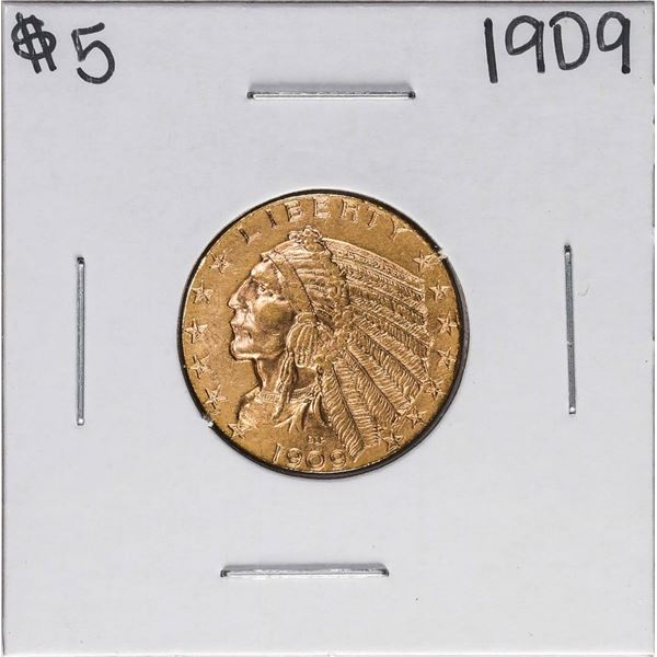 1909 $5 Indian Head Half Eagle Gold Coin