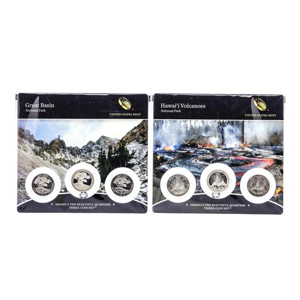 Lot of 2012 & 2013 American The Beautiful Three-Coin Quarter Sets