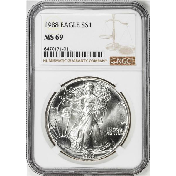 1988 $1 American Silver Eagle Coin NGC MS69