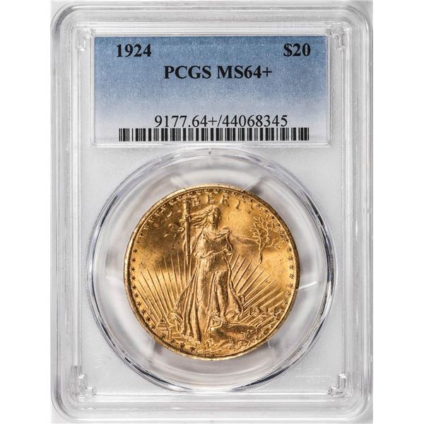 1924 $20 St Gaudens Double Eagle Gold Coin PCGS MS64+
