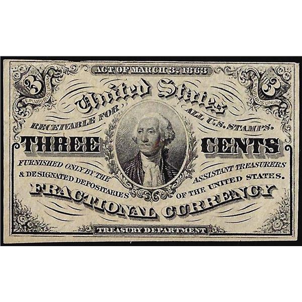 March 3, 1863 Third Issue Three Cents Fractional Currency Note