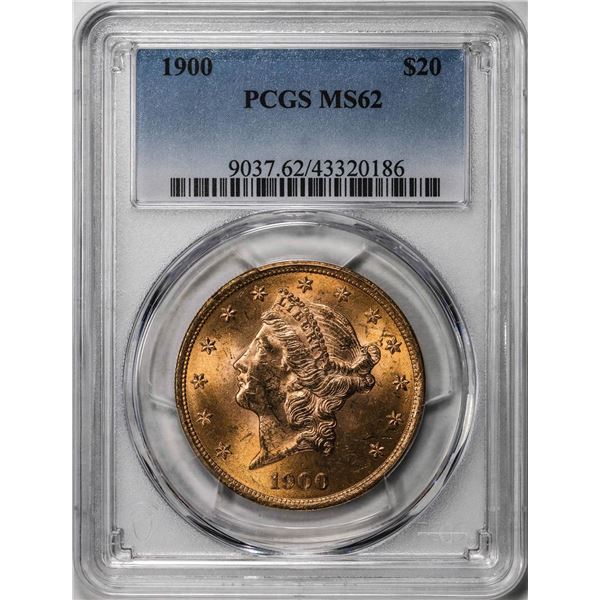1900 $20 Liberty Head Double Eagle Gold Coin PCGS MS62