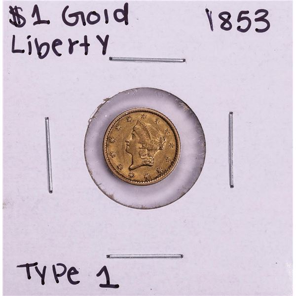 1853 Type 1 $1 Liberty Head Gold Dollar Coin