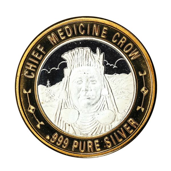 .999 Silver Chief Medicine Crow $10 Limited Native American Series Gaming Token