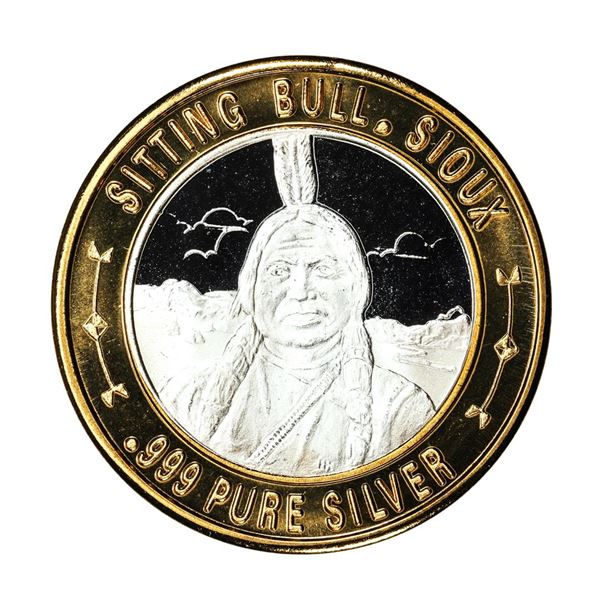 .999 Silver Sitting Bull Sioux $10 Casino Limited Native American Series Gaming Token