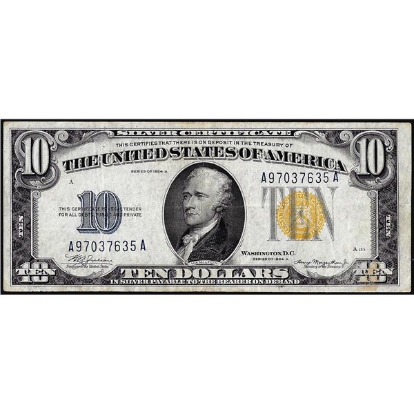 1934A $10 North Africa WWII Emergency Issue Silver Certificate Note