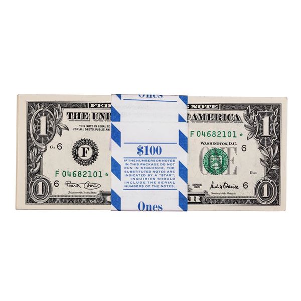 Pack of (100) Consecutive 2001 $1 Federal Reserve STAR Notes Atlanta