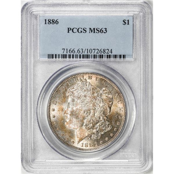 1886 $1 Morgan Silver Dollar Coin PCGS MS63