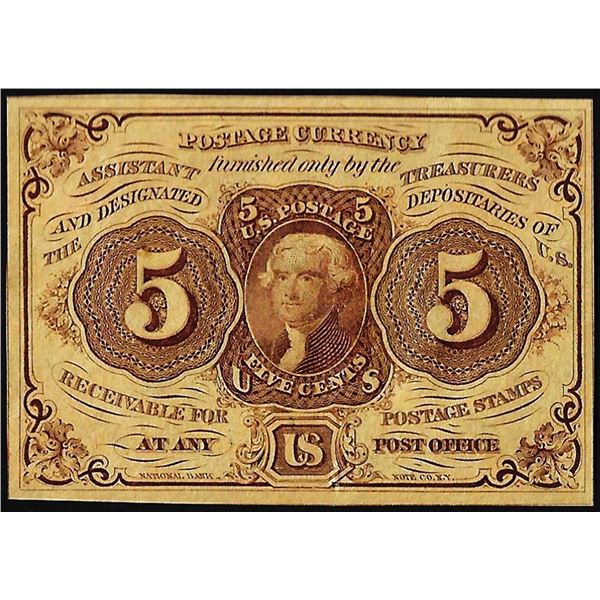 July 17, 1862 First Issue Five Cents Fractional Currency Note Pinhole