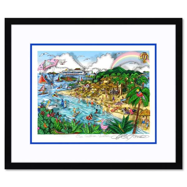 Charles Fazzino "Our Caribbean Vacation (Blue)" Limited Edition Serigraph On Paper