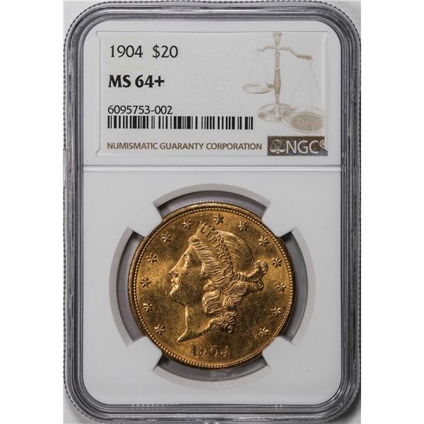 1904 $20 Liberty Head Double Eagle Gold Coin NGC MS64+