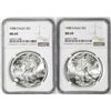 Image 1 : Lot of (2) 1988 $1 American Silver Eagle Coin NGC MS69