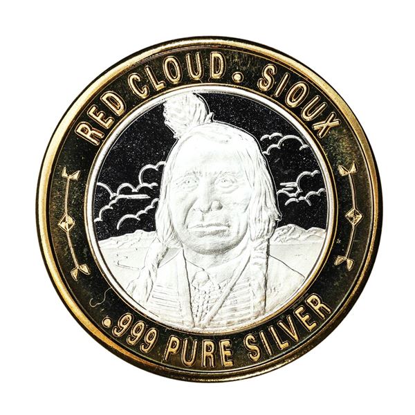 .999 Silver Red Cloud Sioux $10 Casino Limited Native American Series Gaming Token
