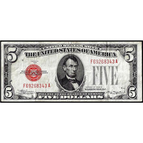 1928C $5 Legal Tender Red Seal Note