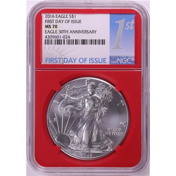 2016 $1 American Silver Eagle Coin NGC MS70 First Day of Issue