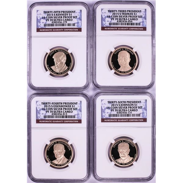 Lot of (4) 2015-S $1 Proof Presidential Dollar Coins NGC PF70 Ultra Cameo