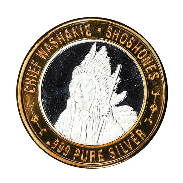 .999 Silver Chief Washakie $10 Casino Limited Native American Series Gaming Token