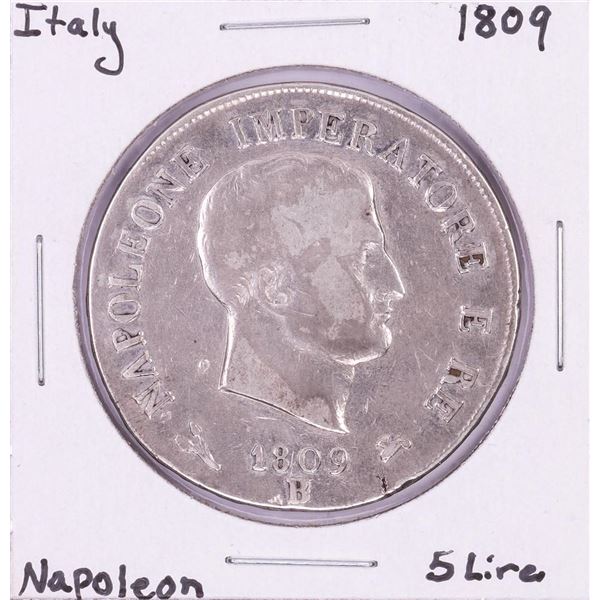 1809 Italy Napoleon 5 Lire Silver Coin