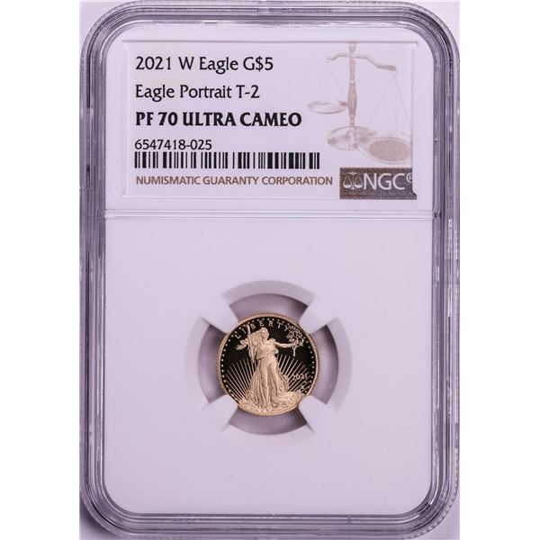 2021-W Type 2 $5 Proof American Gold Eagle Coin NGC PF70 Ultra Cameo