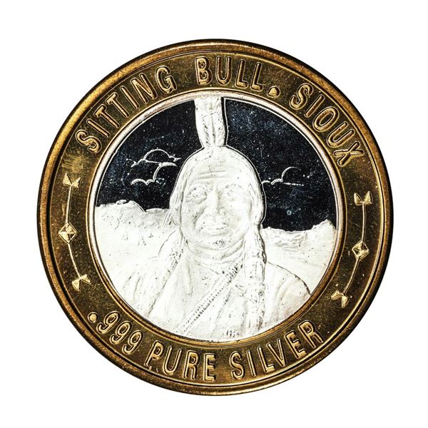 .999 Silver Sitting Bull Sioux $10 Casino Limited Native American Series Gaming Token
