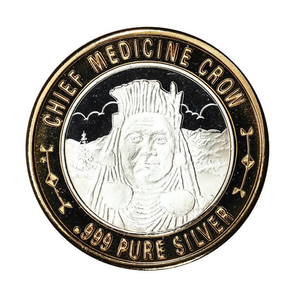 .999 Silver Chief Medicine Crow $10 Limited Native American Series Gaming Token