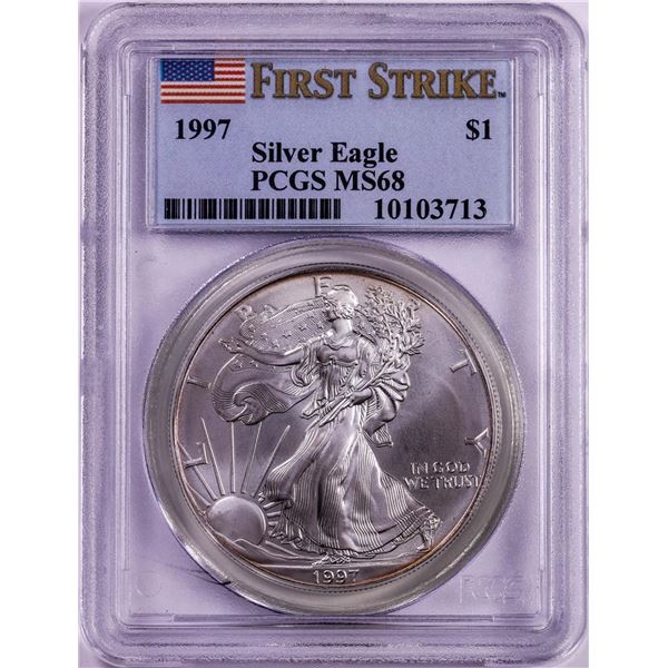 1997 $1 American Silver Eagle Coin PCGS MS68 First Strike