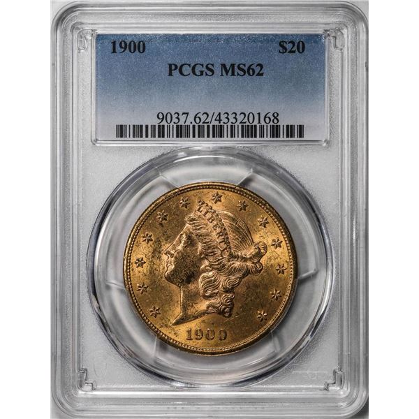 1900 $20 Liberty Head Double Eagle Gold Coin PCGS MS62