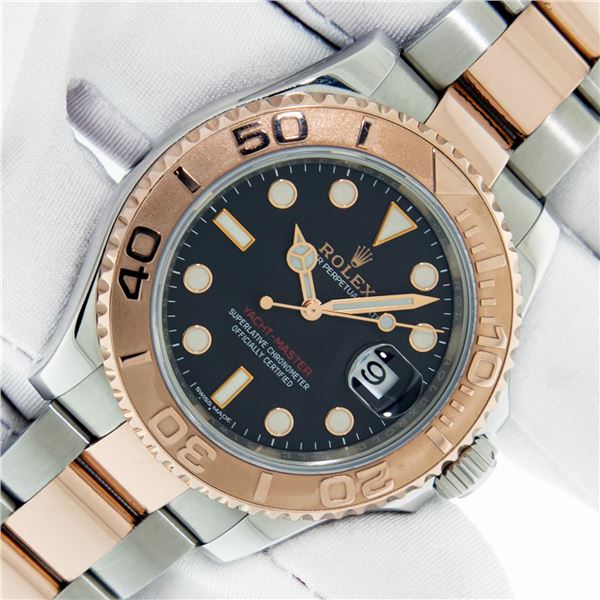 Rolex Men's 18K Rose Gold And Stainless Steel Yachtmaster Watch With Box