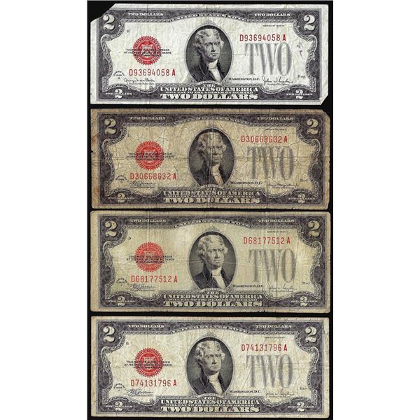 Lot of (4) 1928 $2 Legal Tender Notes