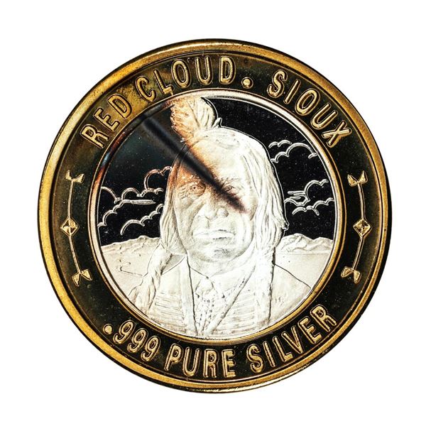 .999 Silver Red Cloud Sioux $10 Casino Limited Native American Series Gaming Token
