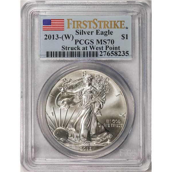 2013-(W) American Silver Eagle Coin PCGS MS70 First Strike West Point