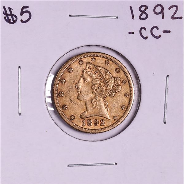 1892-CC $5 Liberty Head Half Eagle Gold Coin