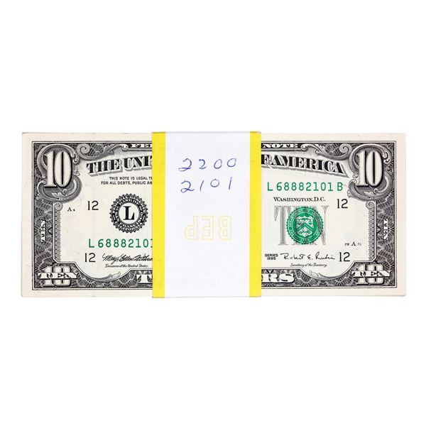 Pack of (100) Consecutive 1999 $10 Federal Reserve Notes San Francisco