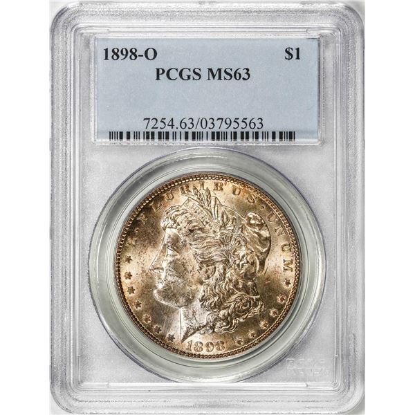 1898-O $1 Morgan Silver Dollar Coin PCGS MS63 Nice Toning