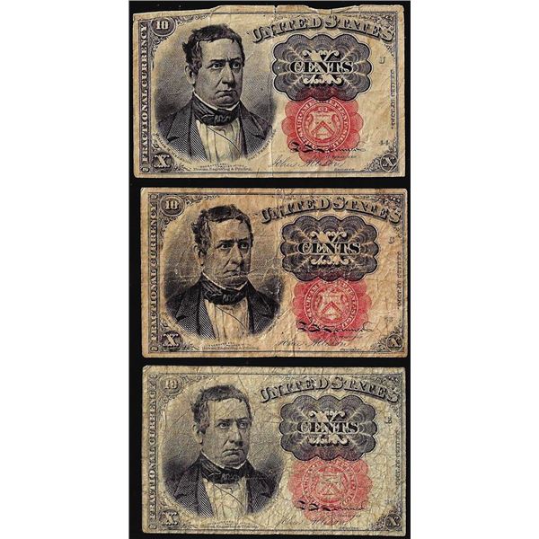 Lot of (3) 1874 10 Cent Fifth Issue Fractional Currency Note