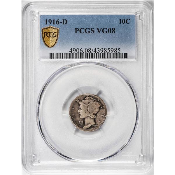 1916-D Mercury Dime Coin PCGS VG08