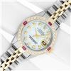Image 2 : Rolex Ladies Two Tone Mother of Pearl Diamond & Ruby Datejust Wristwatch