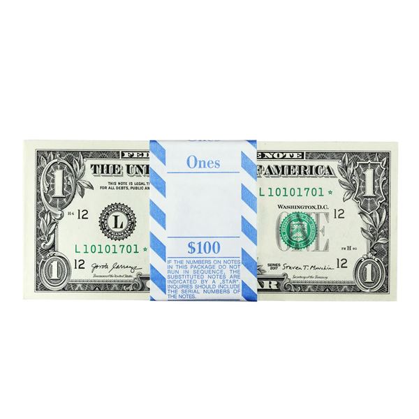 Pack of (100) Consecutive 2017 $1 Federal Reserve STAR Notes San Francisco