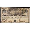 Image 1 : 1863 Fifty Cents State of Georgia Milledgeville, GA Obsolete Note