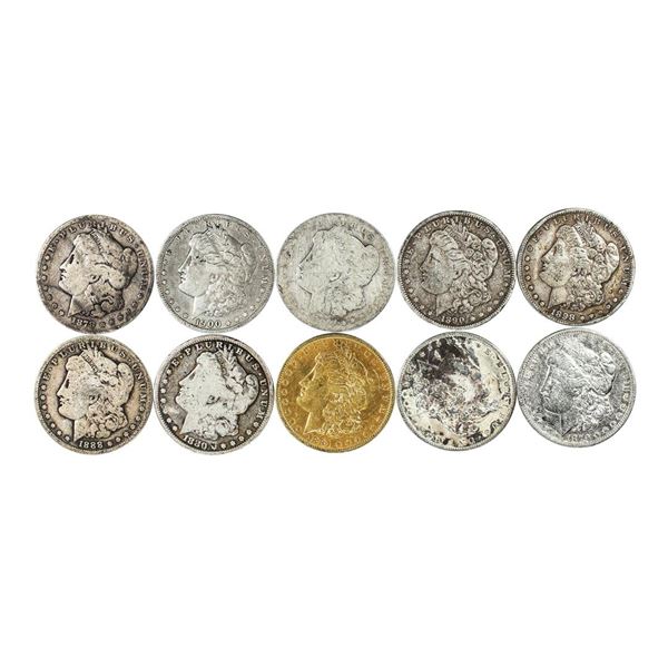 Lot of (10) Pre-1921 $1 Morgan Silver Dollar Coins Culls