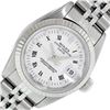Rolex Stainless Steel White Roman Oyster Perpetual Datejust Wristwatch