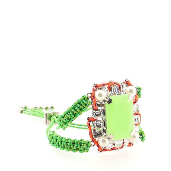 Louis Vuitton Rope Bracelet Rhinestone and Faux Pearl Green, Orange, Print