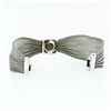 Image 3 : Estate 18k White Gold 6.5" Wide Scrunched Mesh Link Bracelet w/ 10mm Mabe Pearl