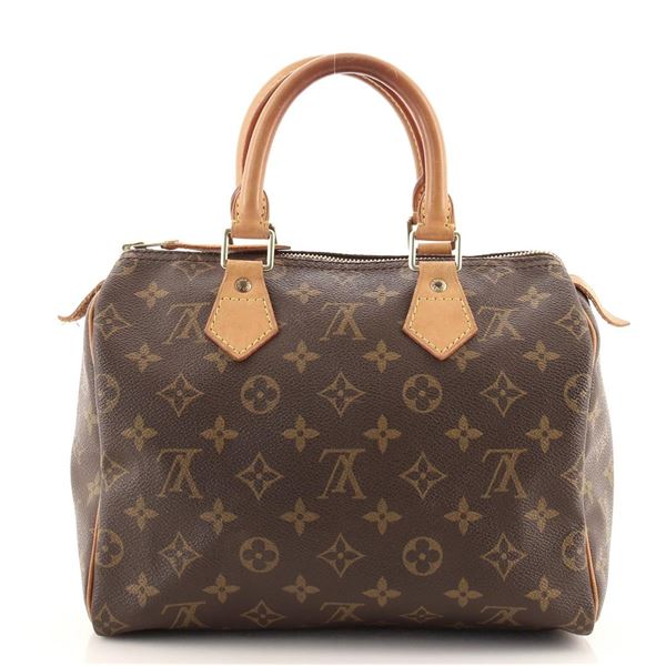 Louis Vuitton Brown Monogram Canvas Leather Speedy 25 cm Handbag