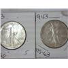Two 1943 Walking Liberty Half Dollars