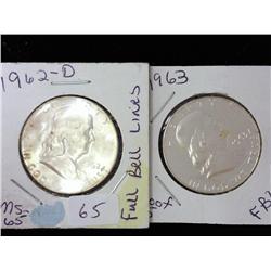 1962-D And 1963 Franklin Half Dollars