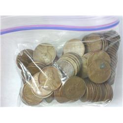 100 Assorted Lincoln Wheat Cents 1930's - 1950's