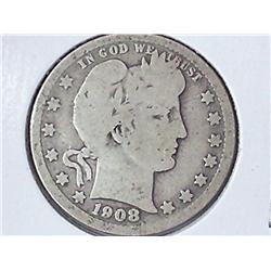 1908-D Barber Quarter