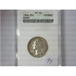 1956 Washington Quarter ANACS PF64