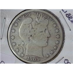 1909-S Barber Half Dollar With Liberty